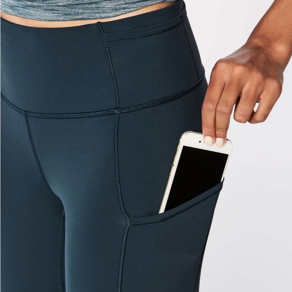 Lululemon Fast & Free Crop Leggings Tights Nulux Noctural Teal Sz. 6 - Picture 7 of 11